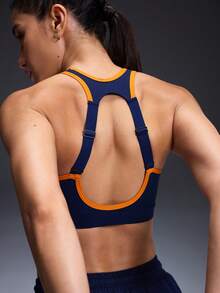 Powerista Women's Contrast Binding Open Back Sports Bra - Blue - View 4