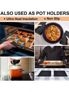 4PCS Black Heat Resistant Silicone Placemats - Multipurpose Thermal Insulation Pads For Hot Pots, Bowls, Microwave & Kitchen Counter - Square and Round - View 9