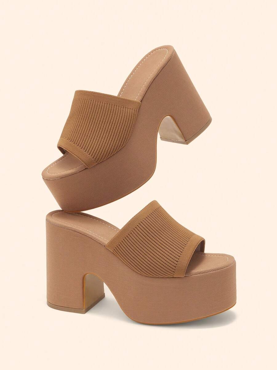 CUCCOO BASICS Giày sandal hở mũi đế dày cho nữ, thoáng khí, chống thấm nước, cao gót đế xuồng, màu đen, thích hợp cho các bữa tiệc mùa xuân/hè, lễ tình nhân và các dịp xuân khác. - Màu nâu  Mocha - Xem 1