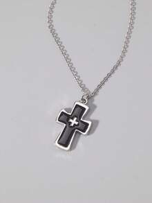 ROMWE Goth 1 Mặt dây chuyền hình thánh giá Diablo cổ điển dành cho nữ, trang sức. - Màu đen - B - Xem 2