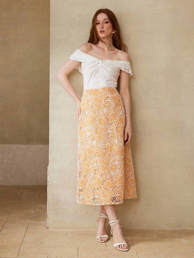 WOMEN'S ELEGANT EMBROIDERED SKIRT, SUITABLE FOR DATES, SPRING/SUMMER