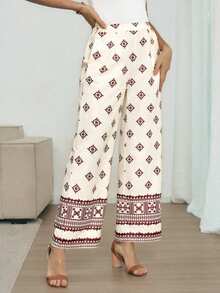 Louniche Quần Palazzo nữ in hoa có túi, trang phục thường ngày đi nghỉ mát, mùa xuân/thu. - Nhiều màu - Xem 6