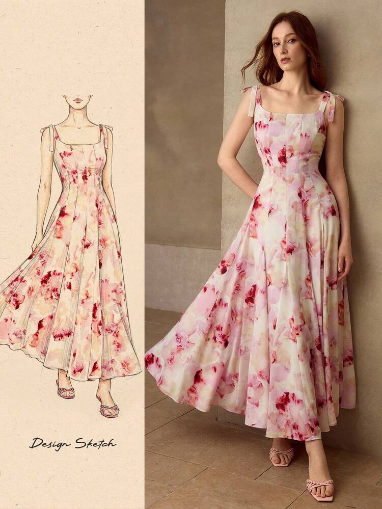 WOMEN'S FLORAL PRINT A-LINE DRESS