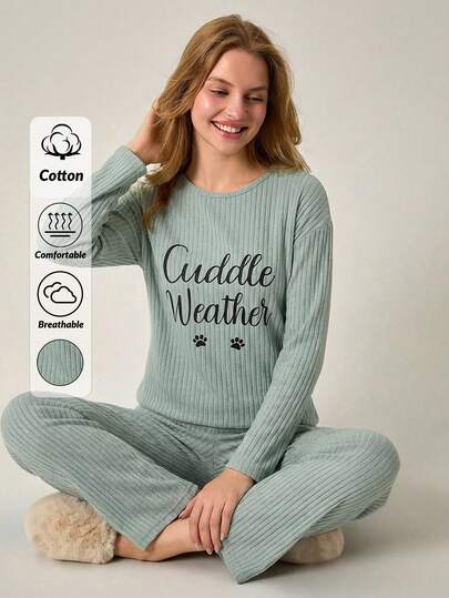 Loomlin Women's Cuddle Weather Ribbed Lounge Set – Soft Lilac Edition, Stay Cozy Lounge Set