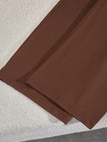 Genkimix Kids 少女骑士印花撞色荷叶边领长袖T恤和裤子休闲套装 - 棕色 - 查看 7