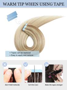 20Pcs 50Gram Tape In Hair Extensions Human Hair 18inch Remy Hair Extensions Panio Color 18/613 Fashion Tape In Extensions, Tape In Human Hair Extensions Add Length For Wedding Halloween Costumes - S18/613 - View 5