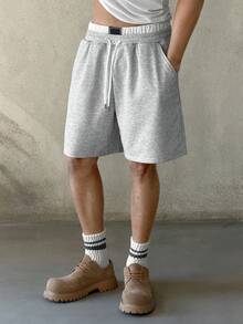 STEELVANCE Men's Summer Casual Sports Contrast Color Drawstring Waist Shorts Double Layered Shorts Men - Light Grey - View 3