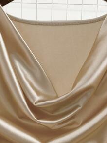 SHEIN Franclia Women's Spring/Summer Cinched Waist Sleeveless Dress, Women's Knit Satin Elastic Bodycon Dress Luxury Outfits Women Dresses Champagne Classy Dress Silk Dresses Satin Dress Elegant - Multicolor - View 4