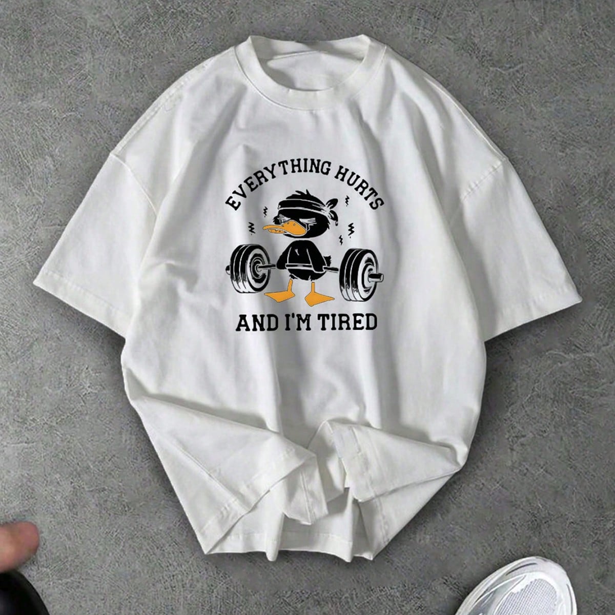 Camiseta deportiva de manga corta con cuello redondo, estampado de letras y dibujos animados para hombres, para verano y gimnasio