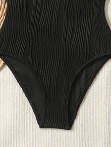 SHEIN Firerie Kids Tween Girls Black & White Contrast Color Swimsuit, Suitable For Beach, Vacation, Hawaii Trip, Family Matching, Sister Photo Shoot, Park, Camping, Party, Casual Daily, Leisure Vacation - Black and White - View 3