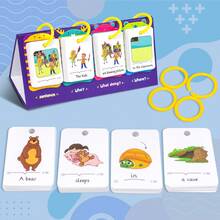 Un conjunto de 80 tarjetas didácticas para el desarrollo educativo y cognitivo de la primera infancia para aprender palabras y construcción de oraciones, con diseños de dibujos animados ilustrados para el aprendizaje interactivo del inglés entre padres e hijos. - Multicolor - Ver 3