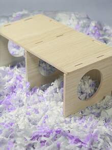 1个木制仓鼠松鼠躲藏屋，刺猬木制栖息地，也适用于豚鼠、龙猫 - 彩色 - 查看 10
