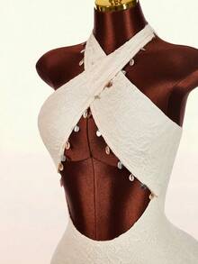 Amplova 浪漫度假派对复古交叉蕾丝贝壳吊带迷你连衣裙（女款） - 彩色 - 查看 6