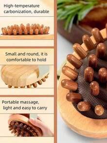 Body Anti Cellulite Brush Soothing Wooden Essential Oil Spa Air Cushion Massage Hair Comb Scalp Massage Brush Body Massager Gym Accessories - Brown - View 2
