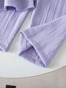 Souflis Souflis Baby Girl Solid Color Woven Camisole And Elastic Waist Pants Set - Purple - View 6