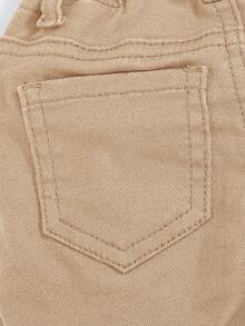 SHEIN Baby Boy Casual Washed Distressed Elastic Waist Jeans - Khaki - View 4