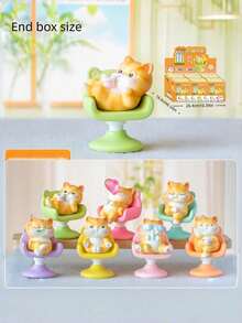 POKOJA LAND 1/6PCS 橙色猫咪坐在椅子上 快乐盲盒桌面摆件 创意玩具 可爱卡通收藏品 节日礼物 办公室装饰 - 彩色 - 查看 9