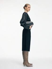 Women's Fashion Pointed Comfort Kitten Heel Knee Boots - Khaki - View 3