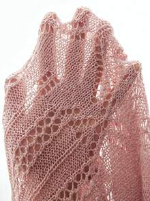 Bohemela Boho Spring/Summer , Vintage Women's Solid Color Hot Pink Minimalist Hollow Long Sleeve Hooded Sweater, Everyday Wear, Valentines For Women, Western Country Style Concert Party, Suitable For Beach Vacation & Daily Wear & Back To School & Going Outs & Party, Christmas , 2000s , Summer Holidays - Dusty Pink - View 8