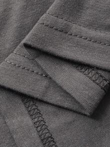 DAZY Casual Letter Graphic Contrast Raglan Sleeve Loose Women Pajama Set - Grey - View 7