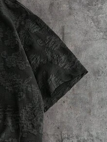 AXEPEAK Men's Casual Button-Down Short Sleeve Shirt, Street Fashion - Black - View 4