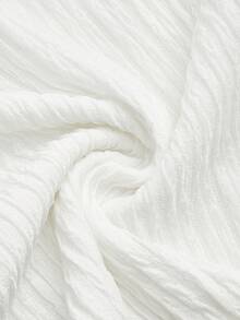 Olithes Summer Cream White Textured Ruffle Blouse, Square Collar Bow Puff Sleeve Cropped Shirt, French Sweet Ruched Hem Fitted Casual Top White Ruffle Dress White Bow Dress White Babydoll Top White Summer Vacation Dress White Dress Curve White Sundress White Babydoll Dress White Summer Dress - White - View 6