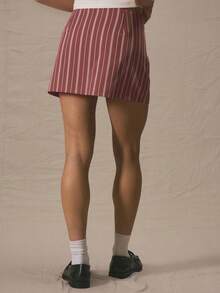 MUSERA Low Rise Striped Tailored Micro Mini Skirt Summer Cute Vacation Al Fresco Holiday  Party - Brown - View 5