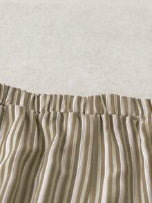 Linhara 大码女式条纹方领蝴蝶结双层下摆短袖上衣和阔腿裤两件套，休闲通勤复古时尚春夏/春秋夏季 - 彩色 - 查看 5