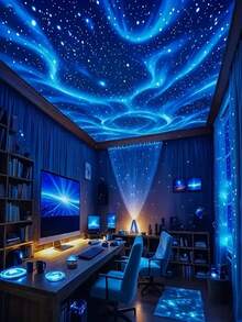 1PC Aurora LED Projector Light, USB Starry Sky Projection Lamp With Remote Control, Suitable For Bedroom, Living Room, Office, Party, Home, Holiday, Birthday, Ceiling And Wall Decor - Multicolor - View 11