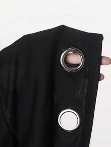 Mistrie 女士无袖连帽卫衣，激光镂空设计 - 黑色 - 查看 6