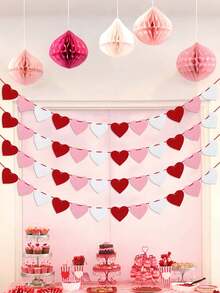 Dây trang trí hình trái tim treo ngày Valentine, vòng hoa trái tim bằng nỉ màu đỏ hồng trắng cho lễ kỷ niệm, đám cưới, sinh nhật, trang trí nhà cửa, quà tặng ngày Valentine, trang trí phòng. - Nhiều màu - Xem 1