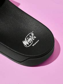 The Winx X SHEIN Stylish Cute Sweet Girl Cartoon PVC Ladies Plastic Slippers Black Suitable For Home Or Out - Multicolor - View 8