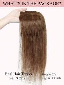 蜜棕色无胶发片，适合女士，真人发片，适合头发稀疏的女士，蕾丝发片，夹式接发