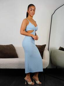 SAYEHFBABY 度假休闲性感格纹背心，纹理面料 - 淺藍色 - 查看 5