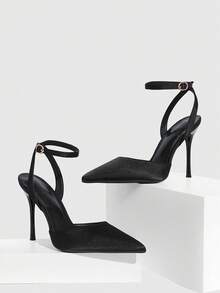 CUCCOO SZL Sepatu hak tinggi stiletto wanita dengan ujung runcing dan tali pergelangan kaki, cocok untuk bepergian, kencan, pesta, pernikahan, dan acara lainnya, termasuk Hari Valentine dan sepatu musim semi. - Sarden hitam - View 10