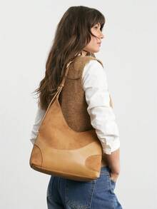 SHECARRY 女士单肩包 曲线拼接 酒红色 - 棕色 - 查看 7