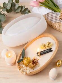 1pc Ship Shape Candle Jar Silicone Molds Oval Boats Cement Plaster Flower Pot Mold Concrete Wax Box Candle Tray Mould Home Decoration Crafts - White - View 8