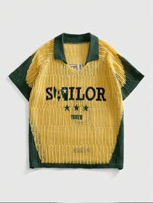 ROMWE MEN 男士复古 Polo 领足球提花针织毛衣 - 綠色 - 查看 1