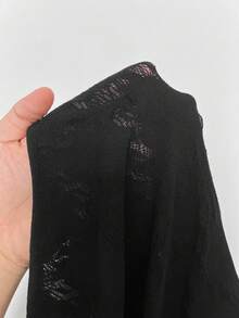 Whyspr 大码女士性感立领透视镂空长袖修身衬衫，春夏秋季 - 黑色 - 查看 7