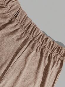 EURMUSE 2pcs Men's Comfortable Casual English Print Pajama Set - Beige - View 4