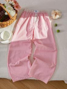 Tween Mädchen Weite Hose mit Streifen- und Karomuster, geeignet für Frühling, Sommer, Herbst Alltag und Schule - Pink - Übersicht 3