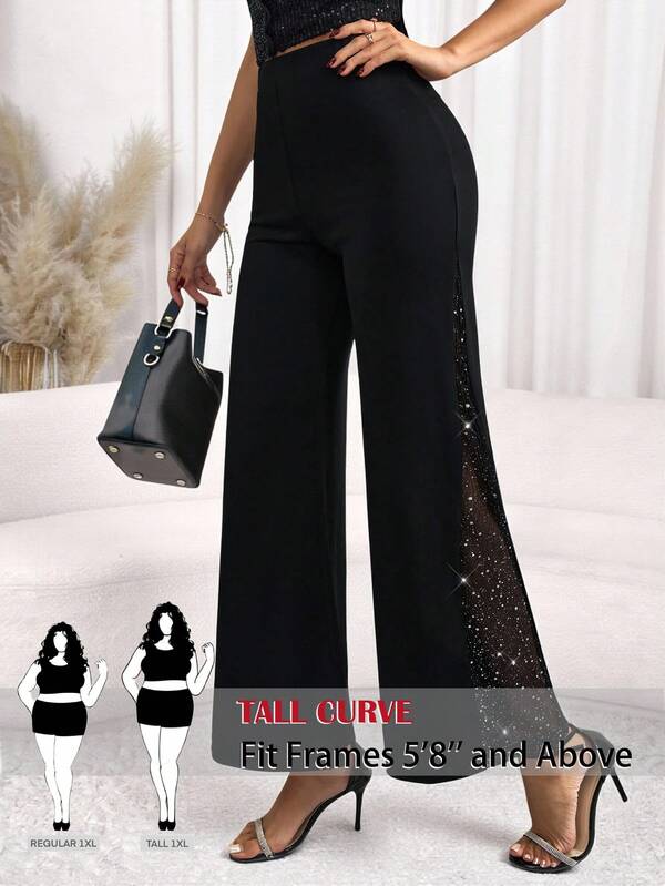 SHEIN Tall CURVE CURVE New Plus Size Women's Tall Girls Rhinestone Decor Casual Pants,High-Waisted Makes You Look Slimmer And Your Legs Longer, Tall Women Pants,Suitable For Tall Women.High-Waisted Makes You Look Slimmer And Your Legs Longer, Suitable For Tall Women.Old Money Style,Suitable For All Seasons And Occasion,Suitable For Tall Girls& Women, Summer Wide-Leg Pants Pants Summer Summer Wide-Leg Pants Pants Summer Outfits Summer Holiday Outfits Long Summer Pants For Women Spring Outfit ,Wide-Leg Pants,Office Pants,Elegant Pants,Casual Pants, High-Waisted Slimming Wide-Leg Pants For Summer,Elegant Women's Ceremony Pants ,Elegant Pants For Party,Elegant Pants For Ladies,Elegant Long Pants, Vacation Outfits Women,Holiday Outfits For Women,Summer Holiday Outfits,Summer Vacation Outfits,Casual Pants For Women ,Sexy Pants For Women,Carnival Carnival Costume Carnival Women Look 2026 2026 Carnival Women Carnival Clothes Carnival Costume Women
