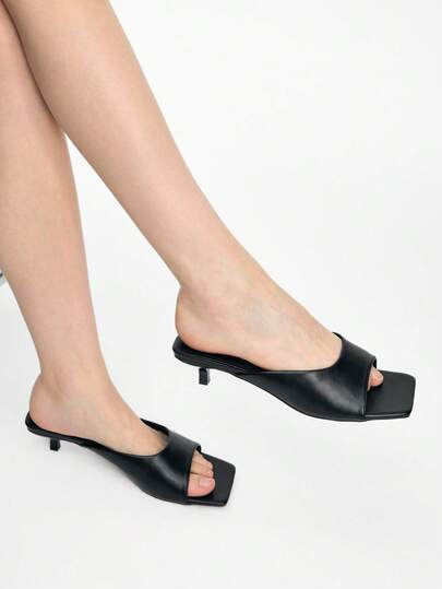 Mnmlis Sandale cu toc înalt, fără mâneci, pentru femei, culoare solidă, la modă, de zi cu zi