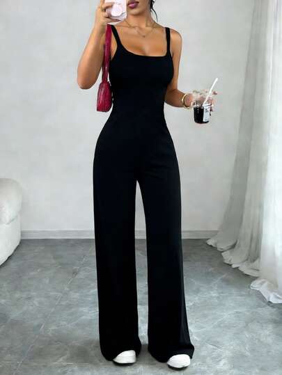 KKMALL Peto ancho holgado sin espalda de unicolor minimalista de verano para mujer