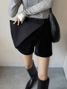 FRIFUL Women's Grey Shorts Skirt, Commuter Style, Spring/Summer - Black - View 6