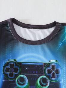 THE HAPPY LOOK 两件套男童夜光游戏手柄印花紧身睡衣套装，长袖上衣和松紧腰裤 - 彩色 - 查看 6