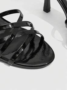 CUCCOO SZL Women's Pointed Toe Criss-Cross Design Fashion High Heel Sandals Valentine's Day - Black - View 6