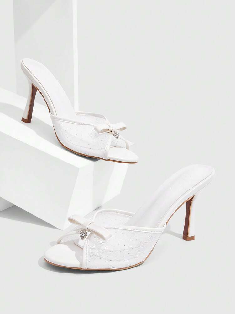 CUCCOO SZL Women's Bow Decor Pointed Toe Fashion Daily Wear High Heel Sandals Valentine's Day Prom Heels Summer Shoes