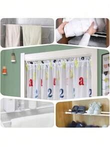 Adjustable Space Divider Rod - 2 Packs Spring Tension Rod, No Drill For Hanging Curtains, Clothes, Room Partition - White - View 7