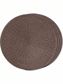 4 pièces/10 pièces/12 pièces Set de sets de table ronds tressés, tapis de table à manger lavables antidérapants de 15 pouces, convenant pour les rassemblements familiaux, les mariages, les fêtes (couleur café) - brun - Voir 7